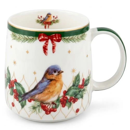 Kubek Świąteczny Porcelanowy z Uchem na Święta Zimowy Ptak CR50-S5 500ml