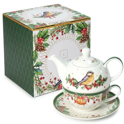 Czajniczek z Filiżanką Porcelanowy Świąteczny na Święta CR5-S5 400ml